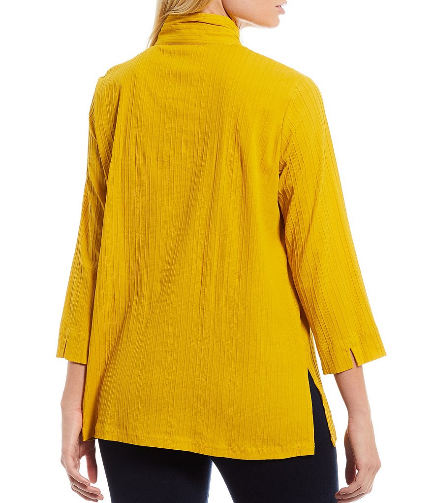 Eva Varro Animal Print Knit Jersey 3/4 Slit Sleeve Tunic