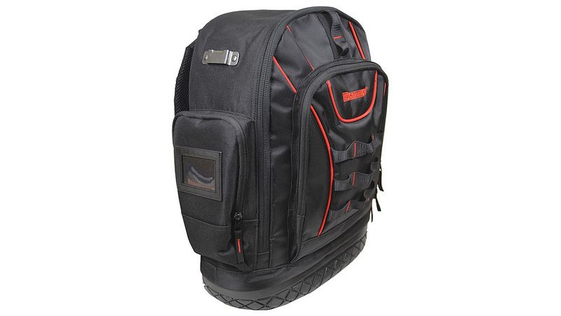 WESTWARD 32PJ49 Tool Backpack, Polyester, 22 Pockets, Black, 19" Height