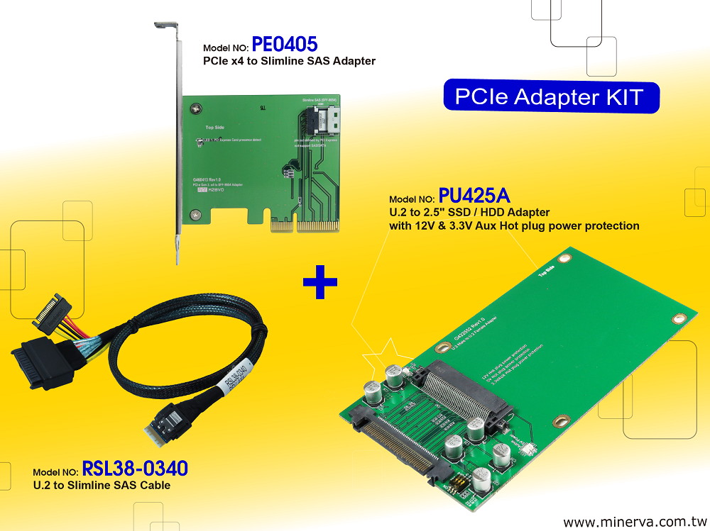 Innocard PCIe x4 to Slimline SAS Adapter & U.2 to Slimline SAS Cable with 2.5&rdquo; U.2 to 2.5" SSD / HDD adapter KIT