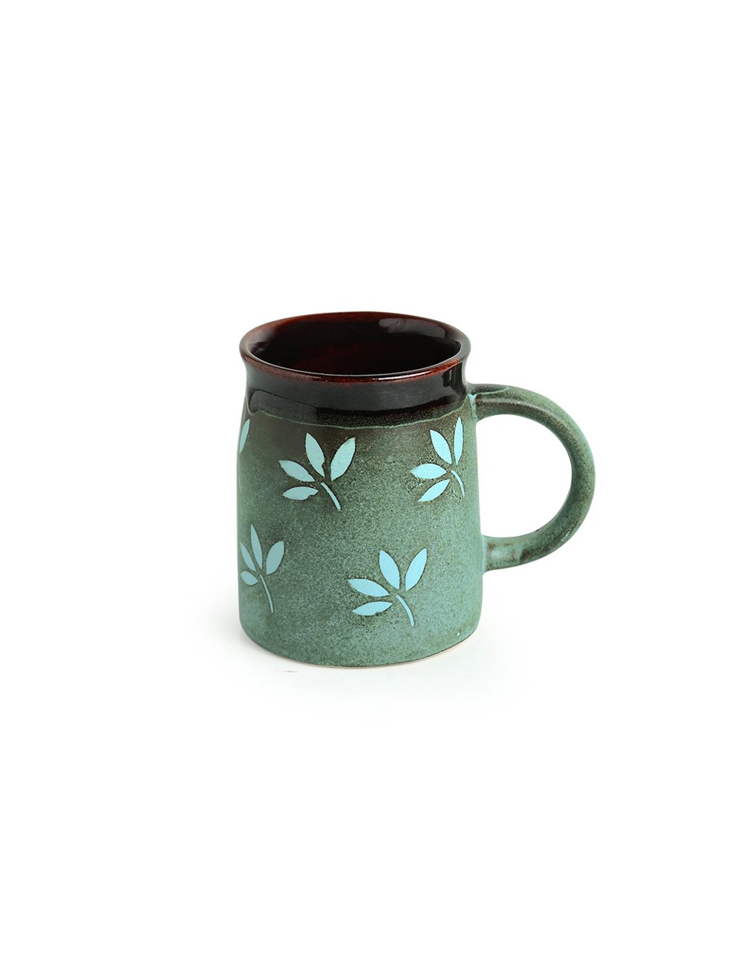 ExclusiveLane Sage Green & Cocoa Brown Ceramic Coffee Mugs - Set of 6 (400ml)