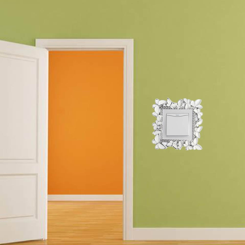 2pcs Pattern Light Switch Surround Stickers Decorative Button Switch Sticker Switch Protective Cover for Living Room (White)