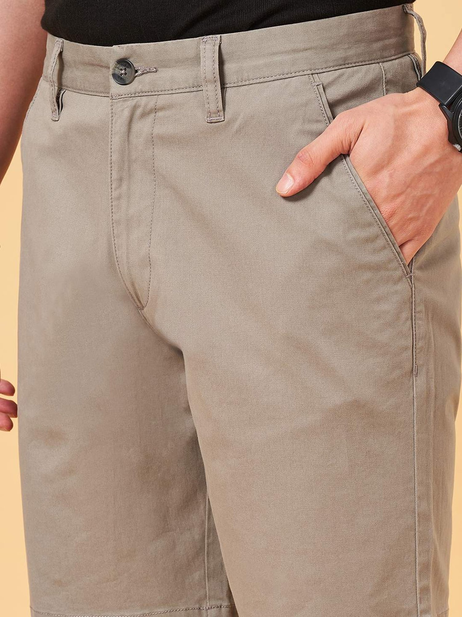 Byford By Pantaloons Steel Grey Slim Fit Shorts