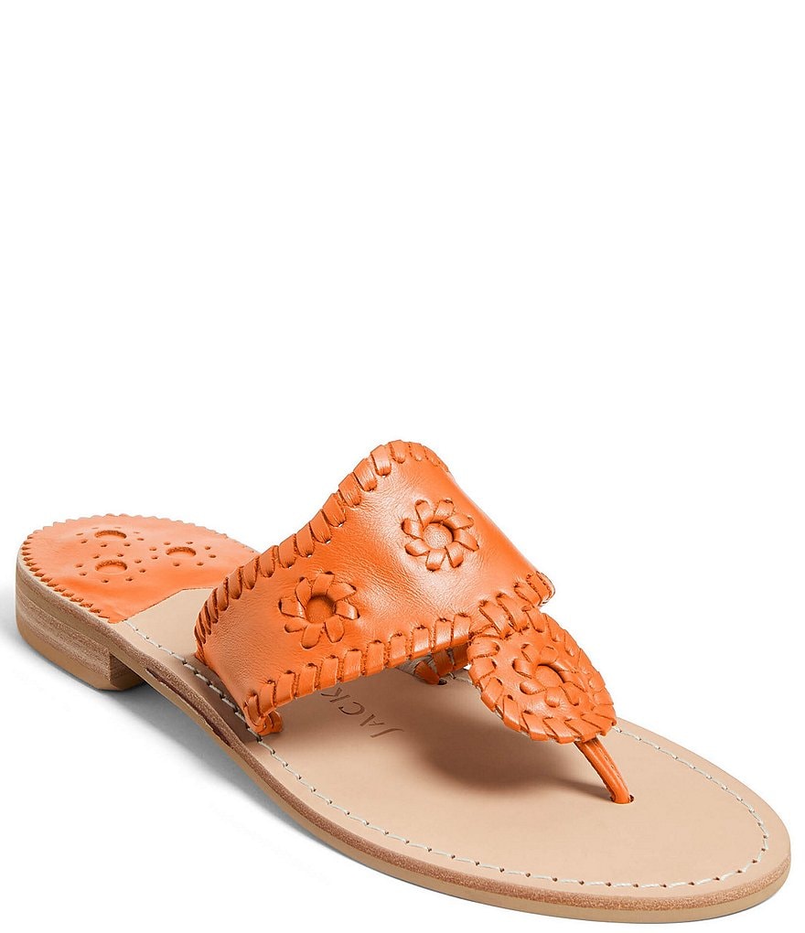Jack Rogers Jacks Leather Flat Thong Sandals
