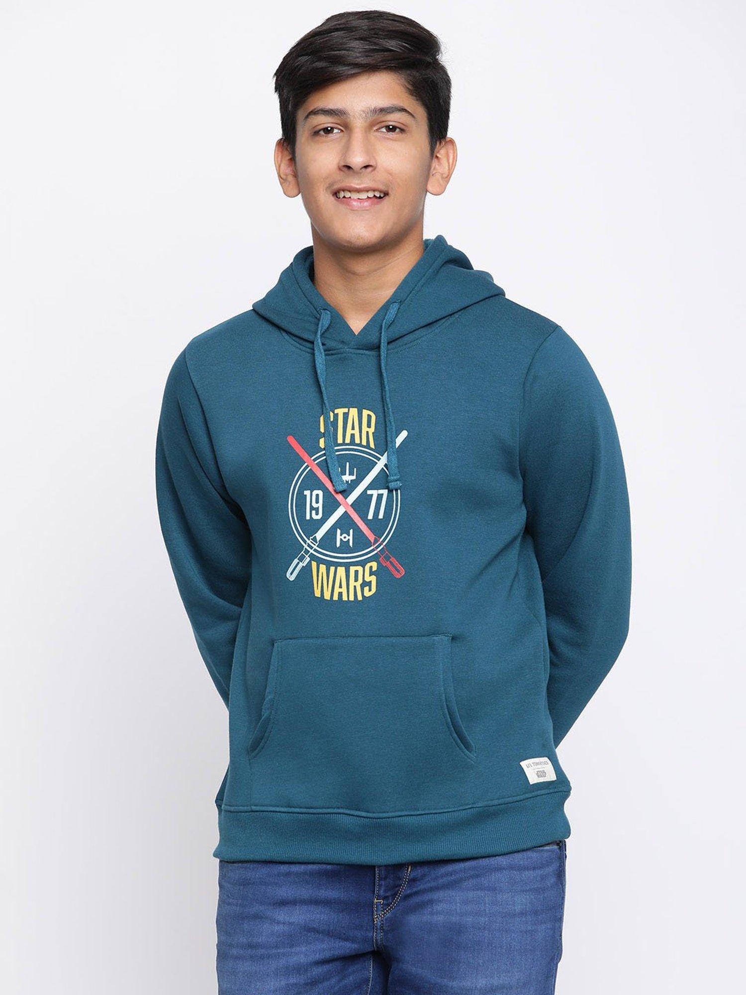 Lil Tomatoes Kids Teal Printed Full Sleeves Sweatshirt