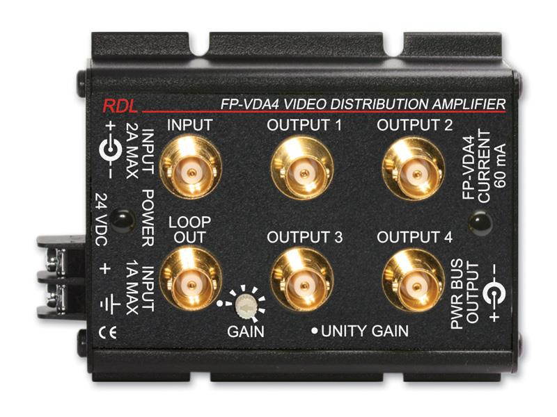 RDL FP-VDA4 NTSC/PAL Video Distribution Amplifier - 1x4 - BNC