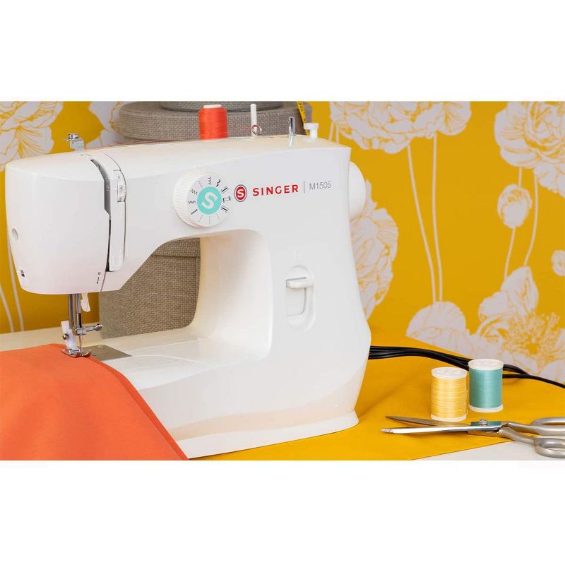 Singer M1500 Portable Sewing Machine with 57 Stitch Applications, Pack of Needles, Bobbins, Seam Ripper, Zipper Foot, and More Accessories, White