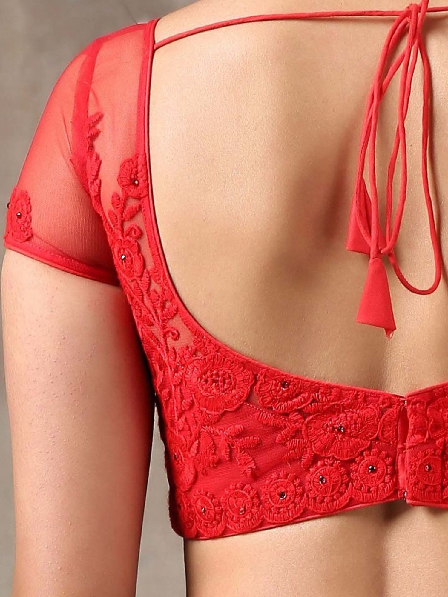 Swtantra Red Embroidered Readymade Blouse