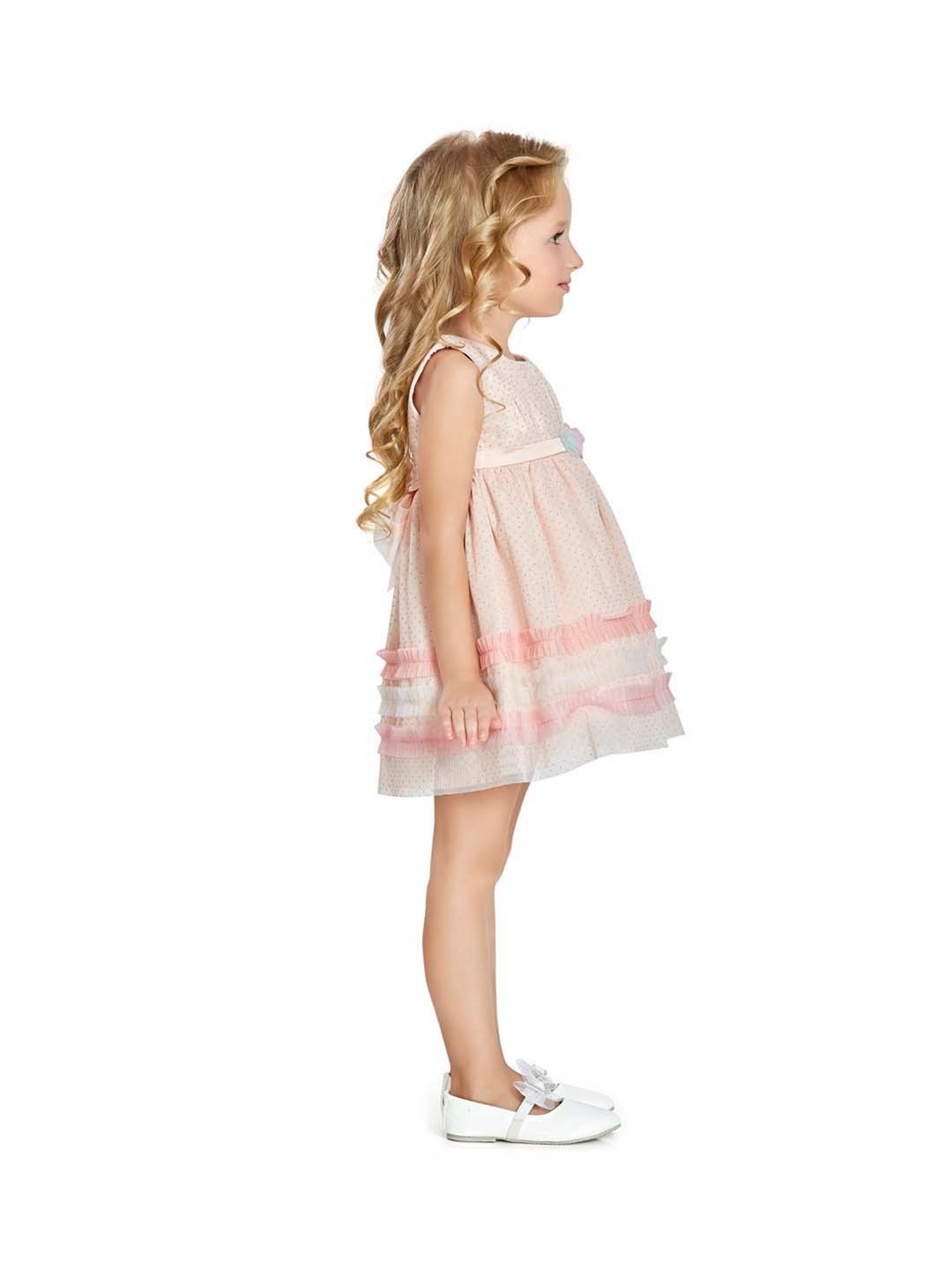 Peppermint Kids Peach Embroidered Dress