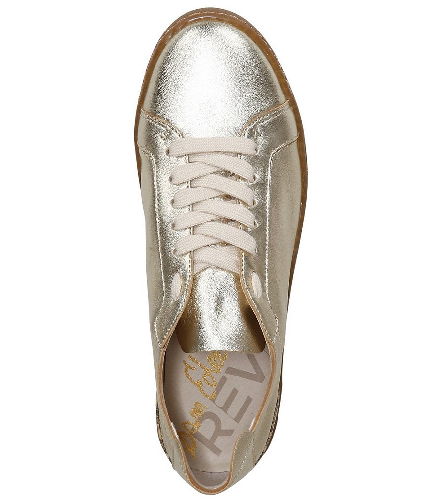 Sam Edelman Jayme Metallic Leather Snake Print Detail Lace-Up Sneakers