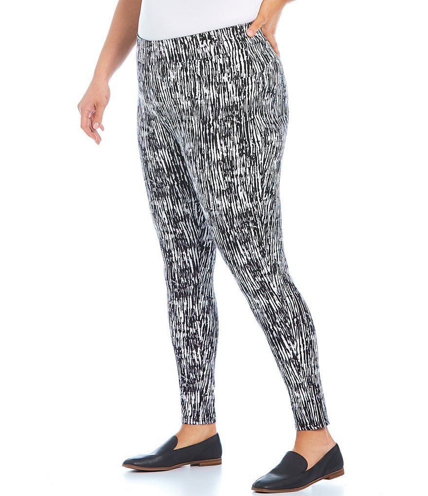 Intro Plus Size Solid Double Knit Tummy Control Leggings