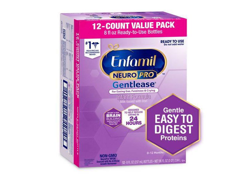 Enfamil Gentlease NeuroPro Ready to Use Infant Formula Bottles - 12ct/8 fl oz Each