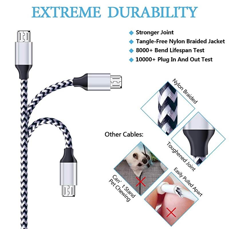 Wall Charger Adapter with Android Micro USB Cable Plug Cube Compatible Samsung Galaxy J8 J7 Sky Pro Perx Star J7V Prime j3 Emerge Luna Pro Eclipse Mission On5On7On8S3J6J2 66 FT Cord