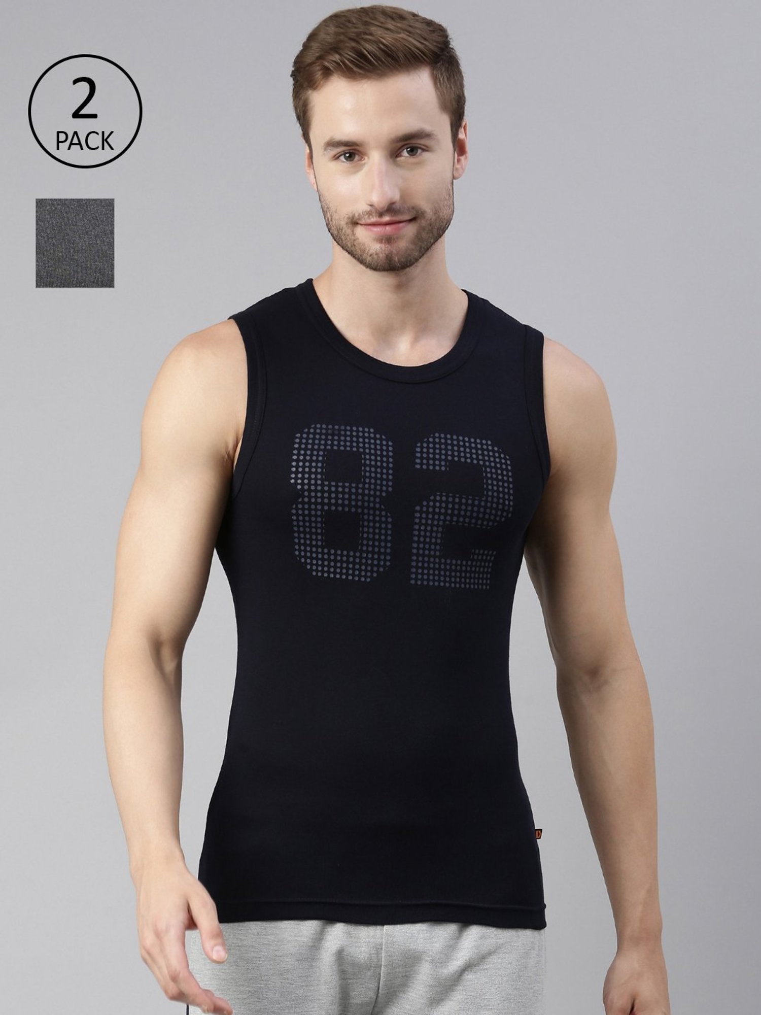 Dixcy Scott Maximus Multi Cotton Regular Fit Printed Vest - Pack Of 2