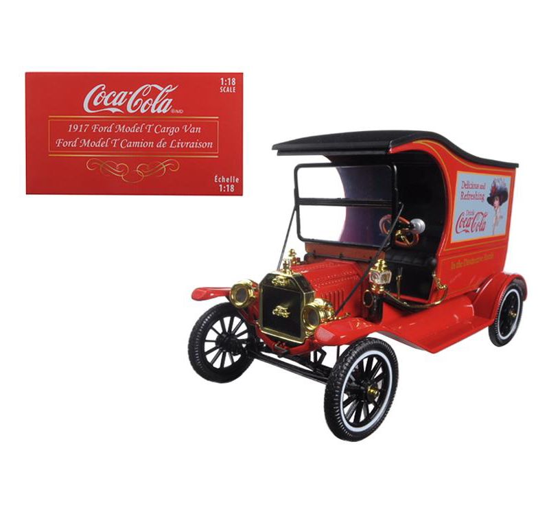 1917 Ford Model T Cargo Van "Coca-Cola" Red 1/18 Diecast Model Car by Motorcity Classics