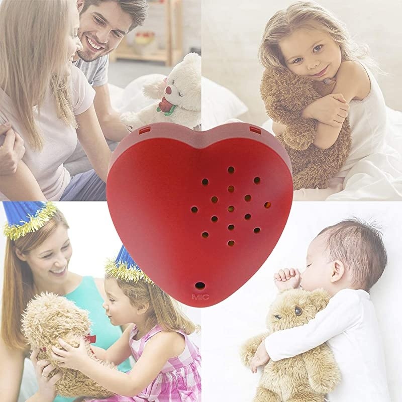 1 Pack  30 Second Voice Sound Recorder Module for Plush Toy Stuffed Teddy Bear Animal Recordable Heart Record Custom Messages Red