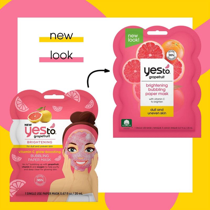 Yes To Grapefruit Vitamin C Glow Boosting Bubbling Paper Single Use Face Mask - 0.67 fl oz