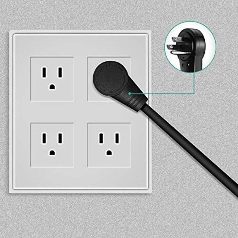 Nekteck Extension Cord, 3 Prong Power Cord 14AWG Extension Cable with 360 Degree Rotating Flat Plug (6 Pack)