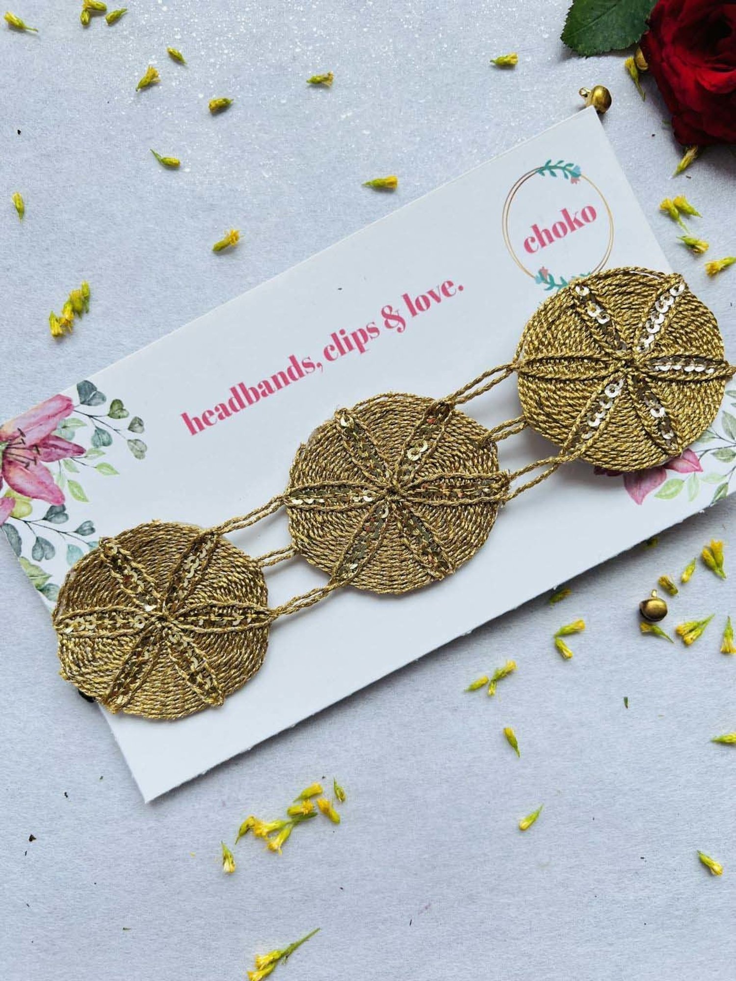 Aditi Wasan Off White Printed Head Bands Pack of 2