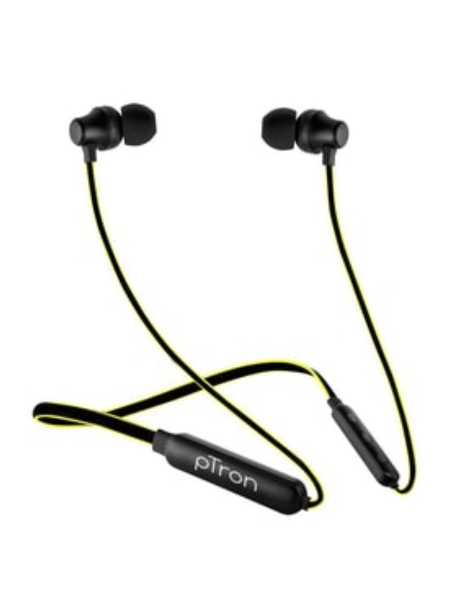 PTron Tangent Lite Bluetooth 5.0 Wireless in Ear Neckband with Mic (Black & Yellow)
