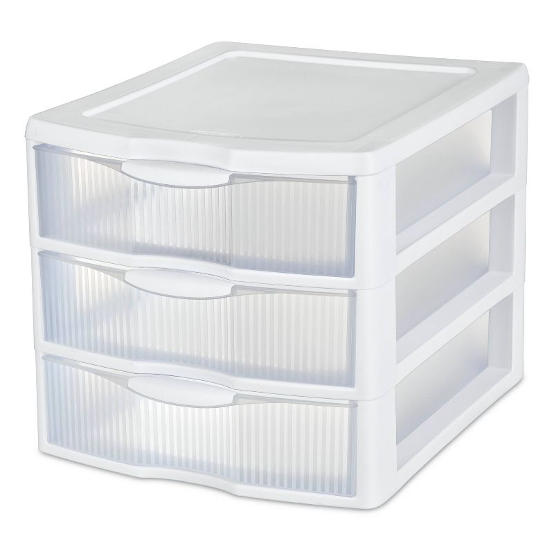 Sterilite 3 Drawer Medium Countertop Unit White with Drawers Clear