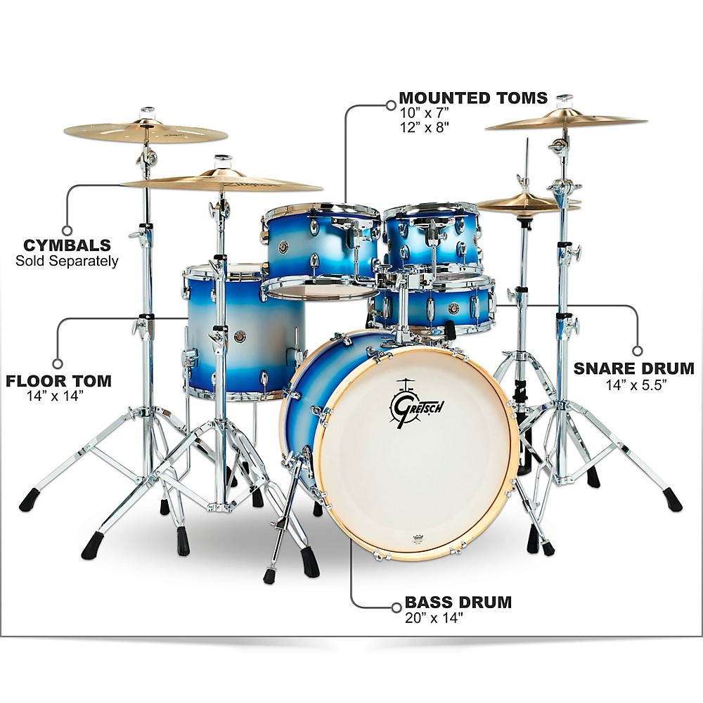 Gretsch Drums Catalina Special Edition Birch 5-Piece Shell Pack with 20" Bass Drum Blue Silver Duco