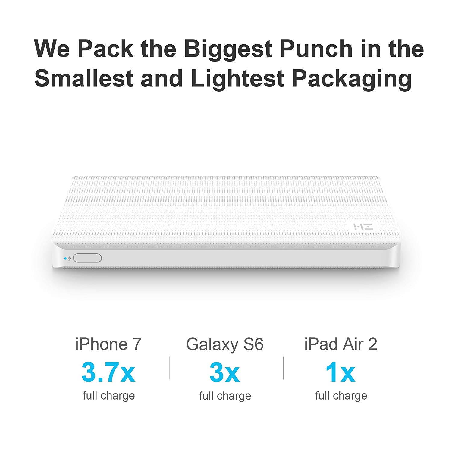 ZMI PowerPack 10K Smallest Lightest 10000mAh Battery Pack Fast Charging Portable Charger Pocket Power Bank for iPhone iPad Samsung (Nexus Pixel 2/XL Require Special Cord) Phone Cords Sold Separately