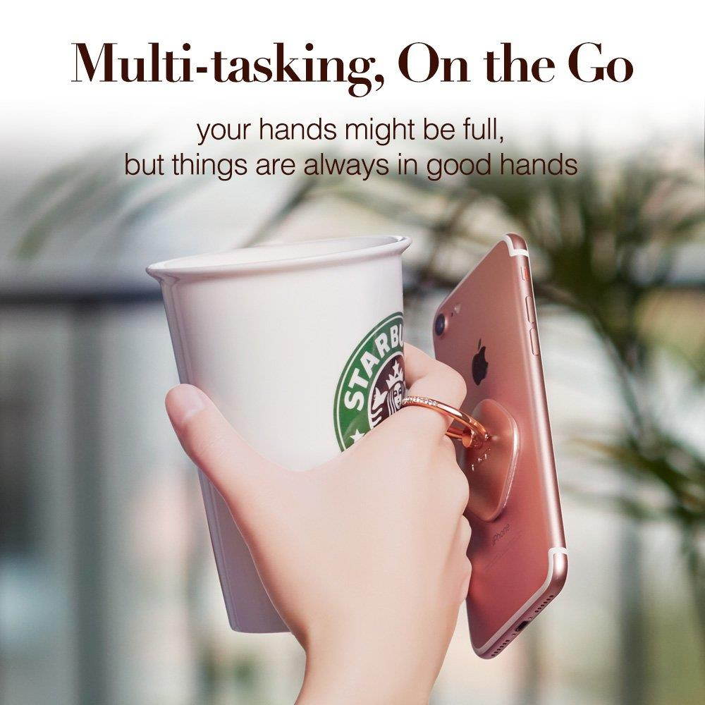 ESR Phone Ring Stand with Bling Crystals, 360&deg; Rotation Ring Holder Finger Grip [Washable] [Removable] Universal Zinc Alloy Kickstand for iPhone 7 7 Plus 6s Galaxy S8 S7 Edge- Rose Gold