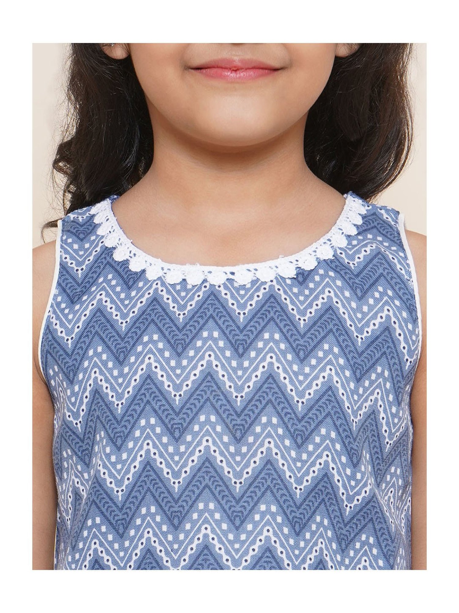VASTRAMAY Kids Blue & White Cotton Over Dyed Kurta Set