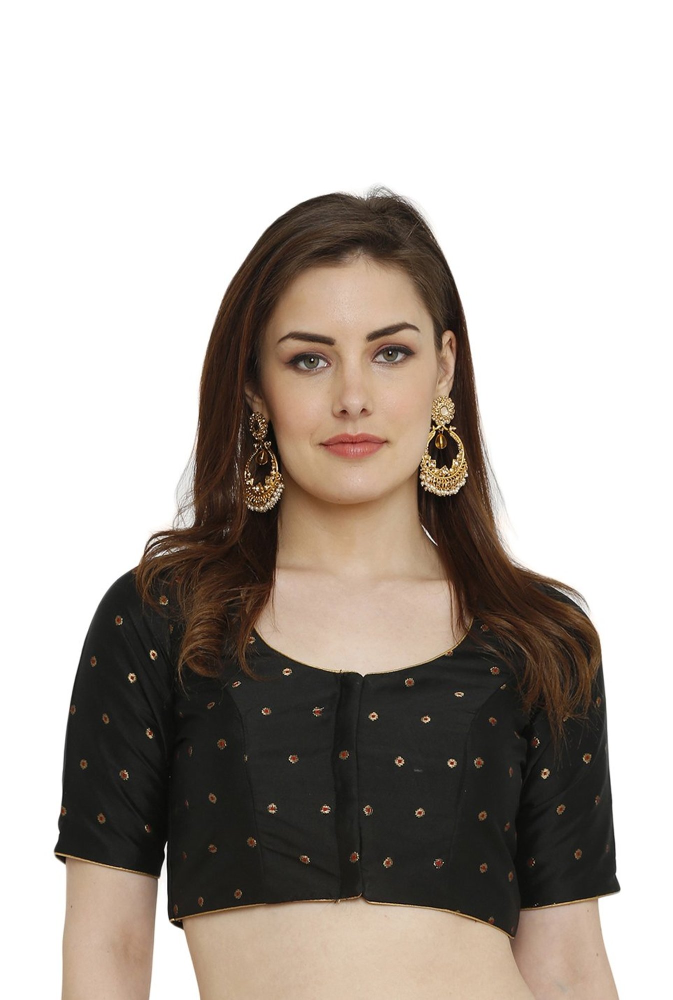 Salwar Studio Black Woven Pattern Readymade Blouse