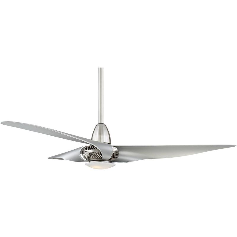 56" Casa Vieja Modern Ceiling Fan with Light LED Dimmable Brushed Nickel Frosted Glass for Living Room Kitchen Bedroom Family