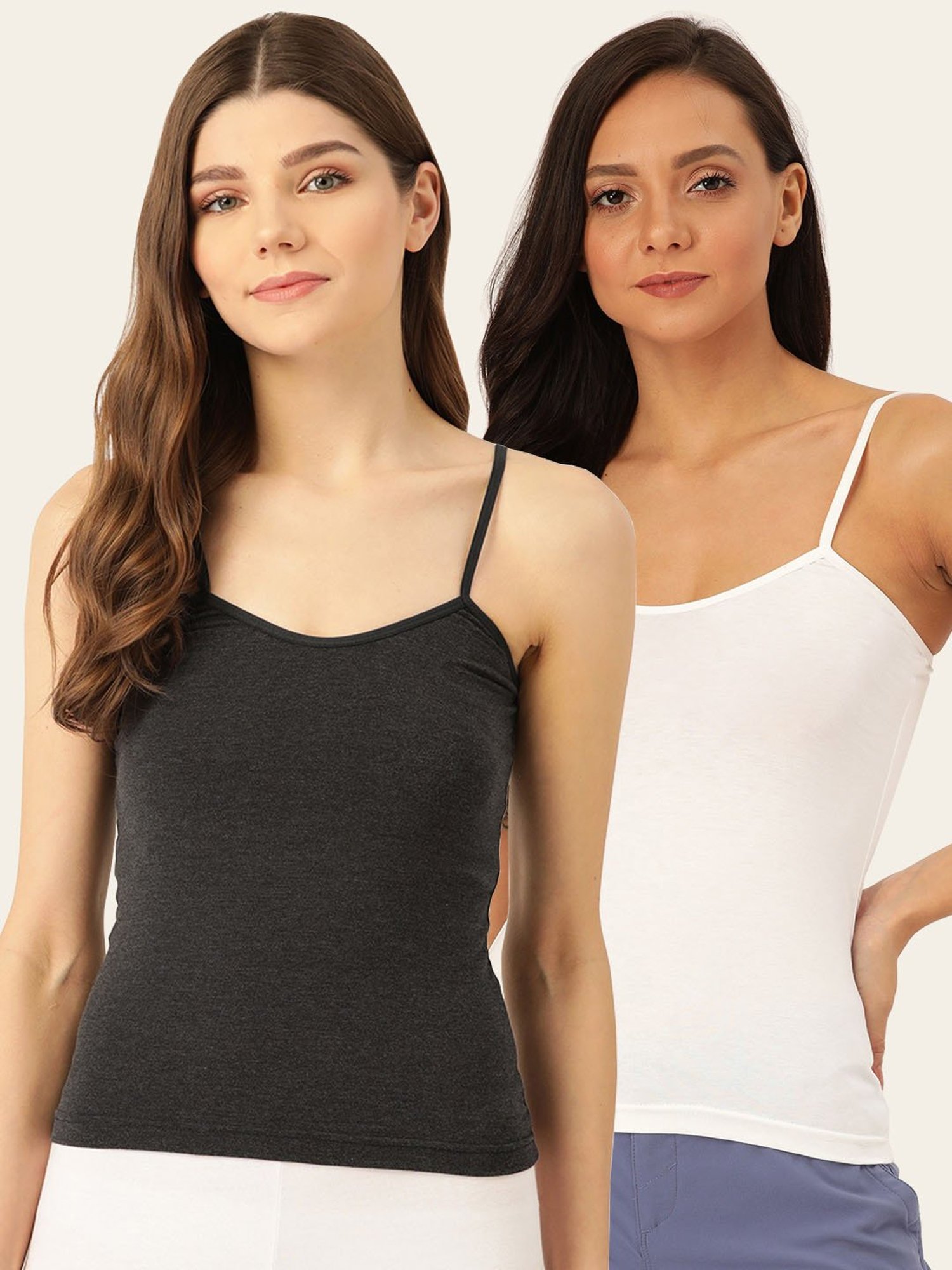 Lady Lyka Multicolor Cotton Camisole (Pack of 2)