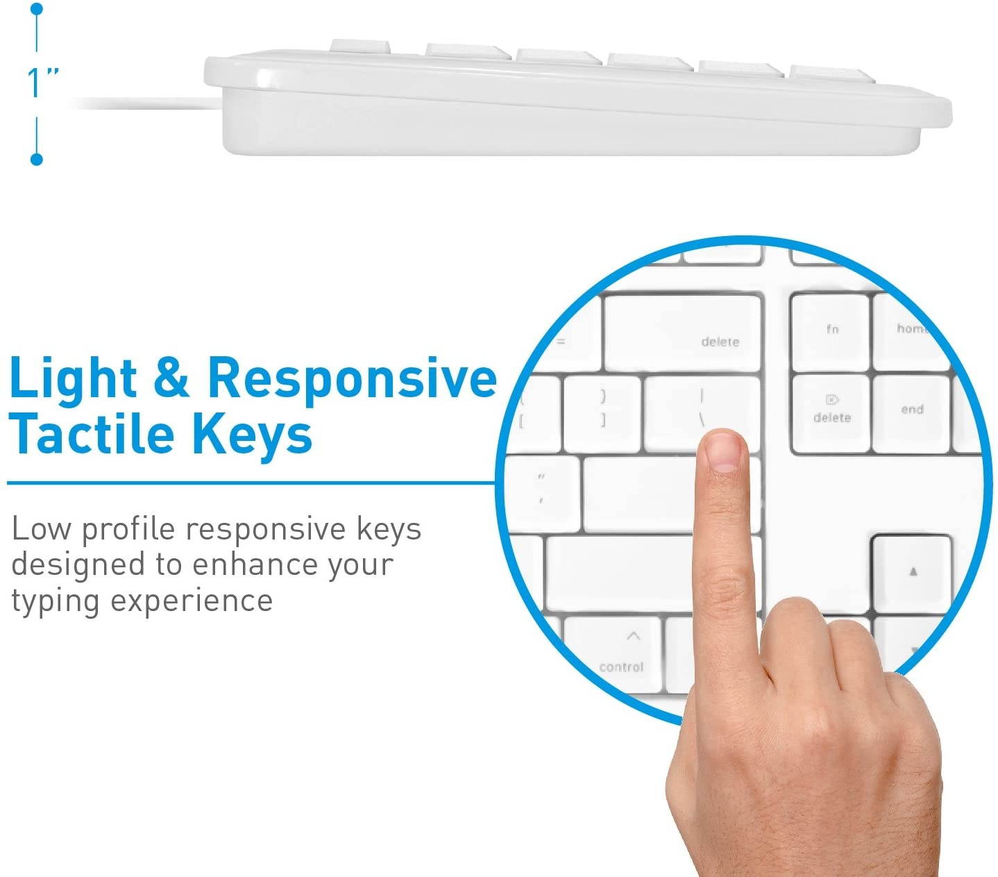 Macally Full Size USB Wired Computer Keyboard with Built-In 2-Port USB Hub - Perfect for your Mouse & 16 Apple Shortcut Keys for Mac OS, Apple iMac, Mac Mini, Macbook Pro/Air (XKEYHUB) , White