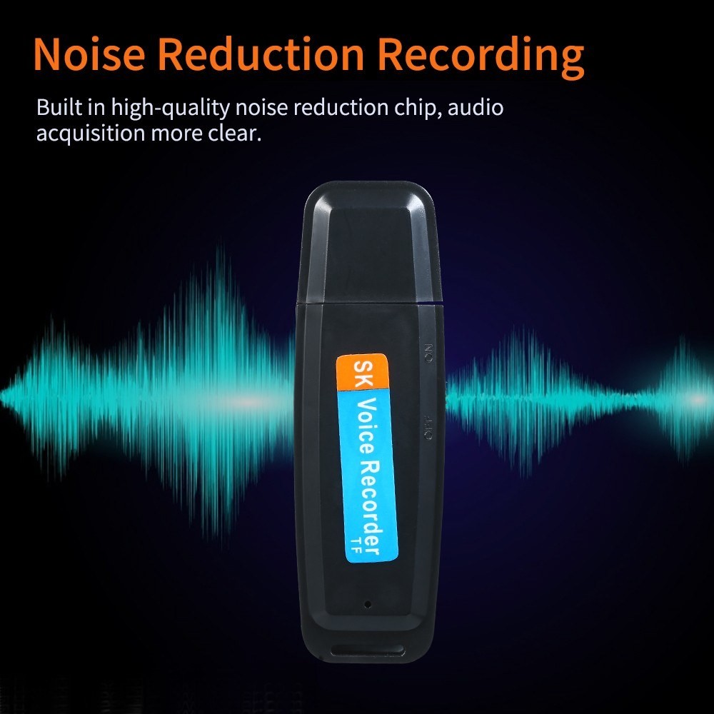 Mini Portable USB Voice Recorder Rechargeable U-Disk Recorder One-Button Recording Storage Support 1-32G TF Card for Meeting Lecture Interview