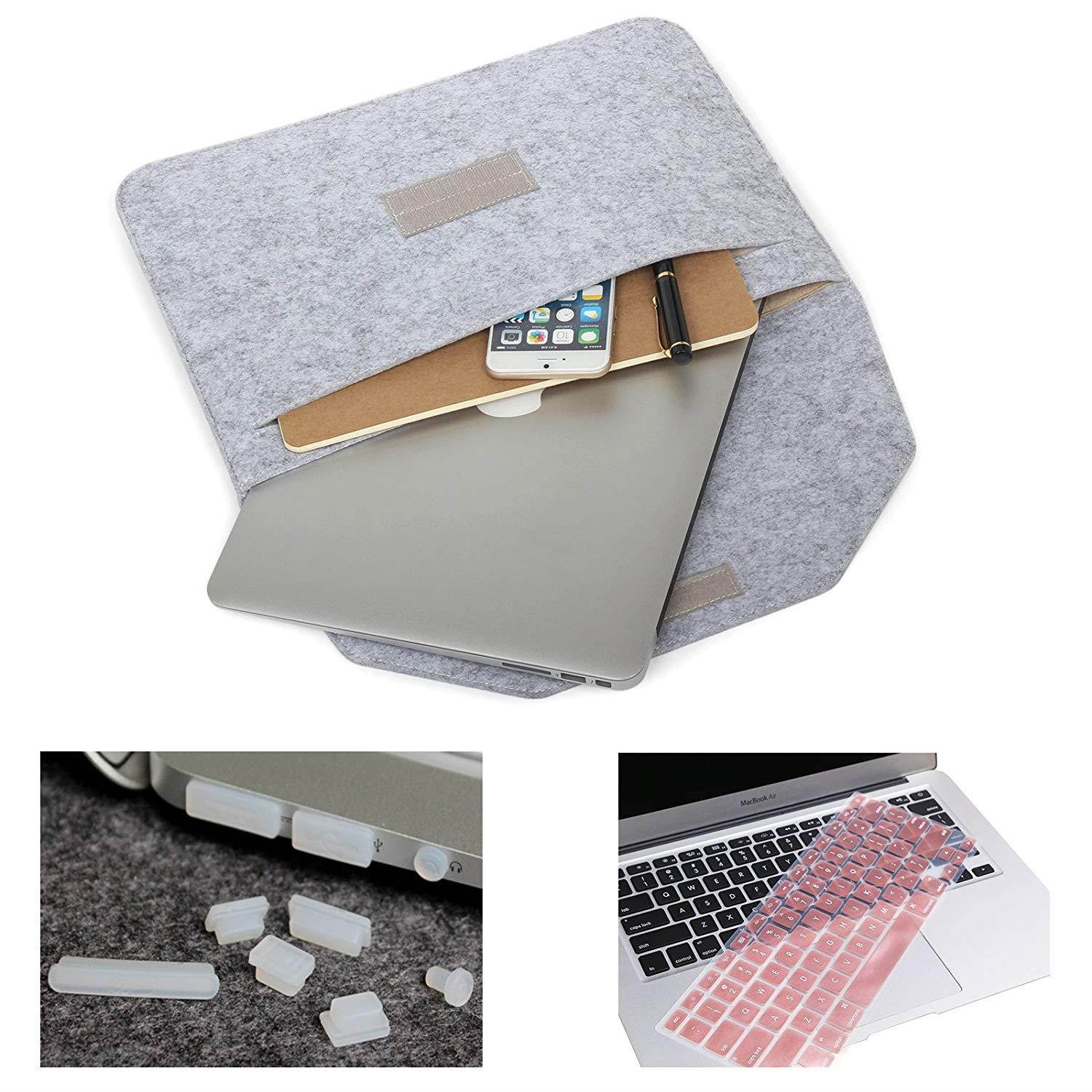 MacBook Pro 15"(2016 & 2017 Release) Hardshell Case & Felt Sleeve[5 in 1 Bundle] with Screen Protector,Keyboard Cover & Dust Plug for Latest MacBook Pro 15" A1707 w/Touch Bar Touch ID - Rose Gold