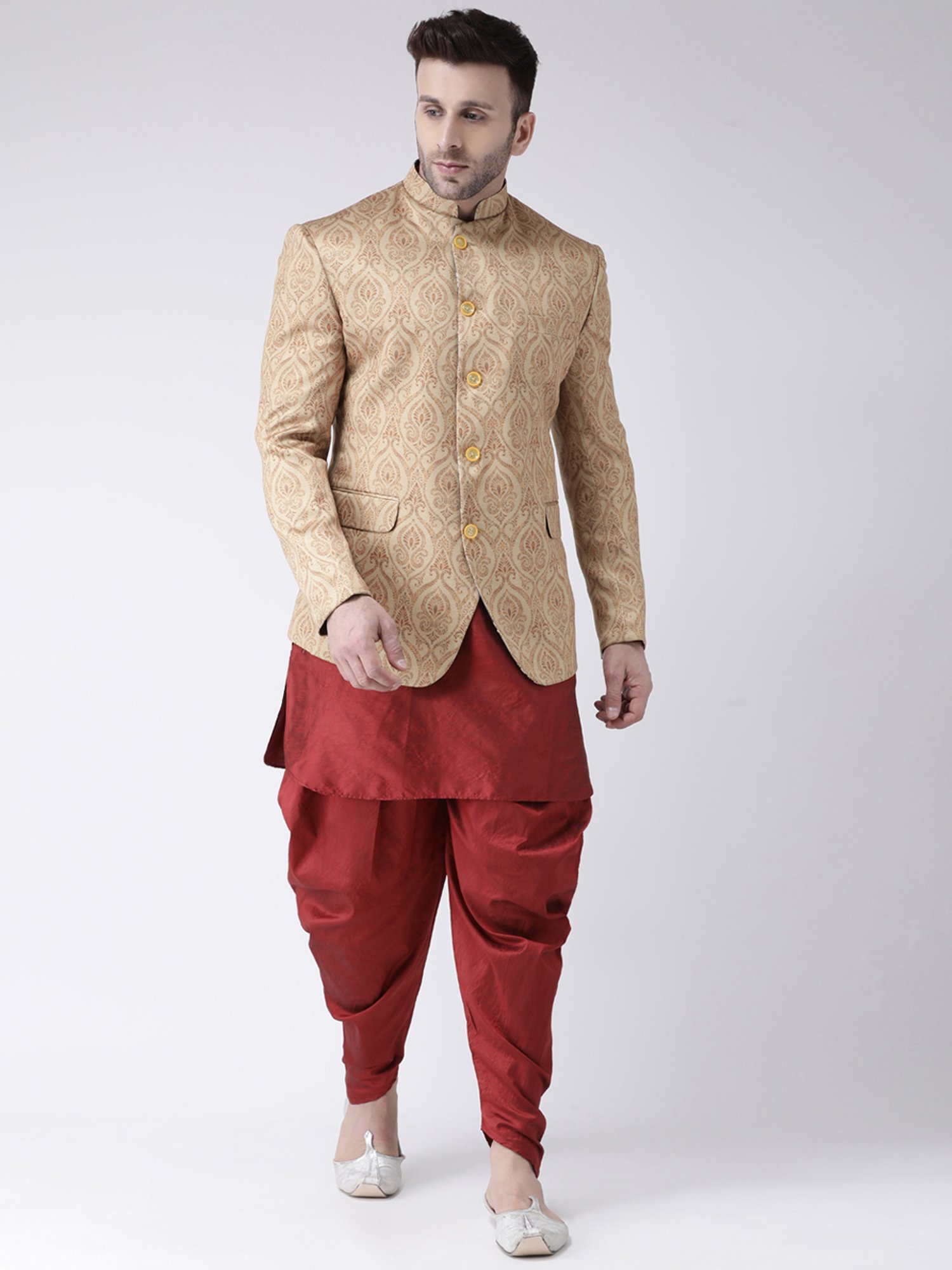 Hangup Cream Regular Fit Ethnic Blazer