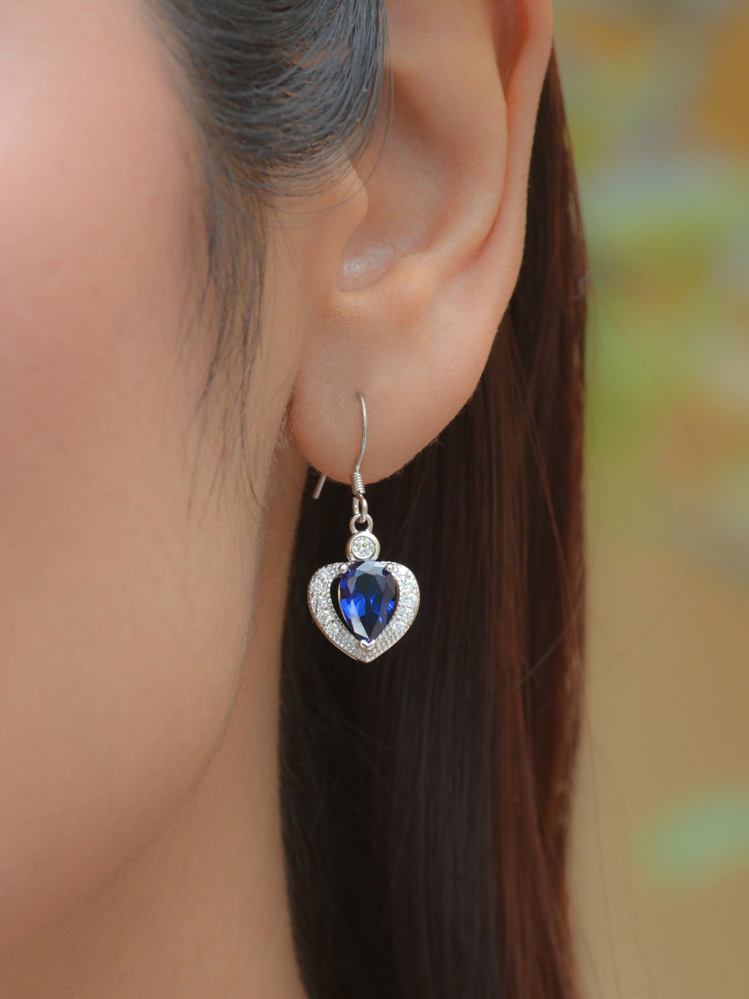 Ornate Jewels 925 Sterling Silver Blue Saphire Drop Earrings for Women