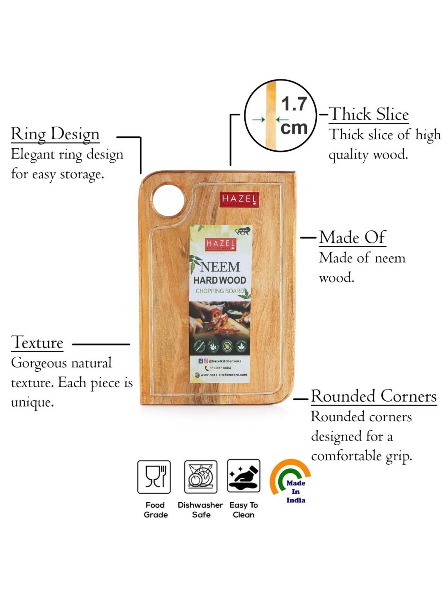 Crayton Beige & Brown Bamboo Chopping Board - Set of 1