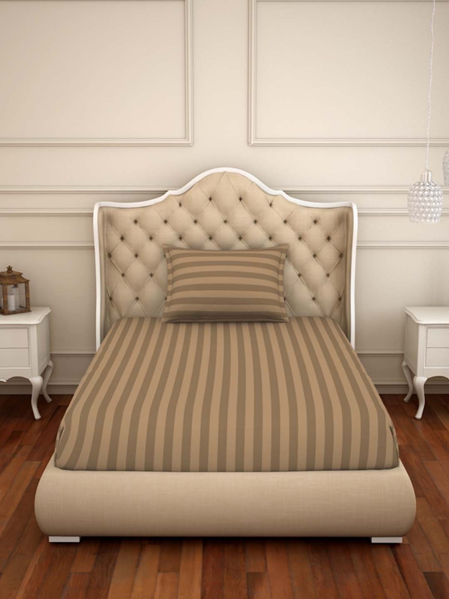 Spaces Sky Rise Brown Cotton 210 TC Bed Sheet Set