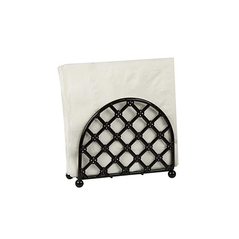 Steel Heavyweight Lattice Collection Napkin Holder , Black Finish , 5.5&rdquo;x5&rdquo;x2.5&rdquo;