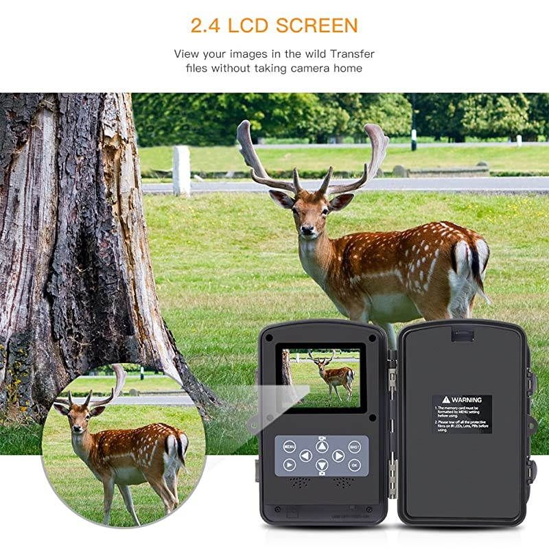 Trail Camera 16MP 1080P NoGlow Infrared Night Vision Hunting Camera for Wildlife Monitoring Garden Home Security Surveillance