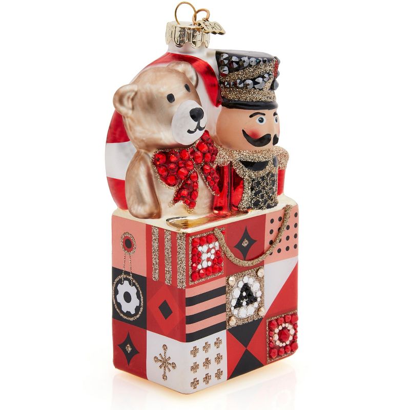 FAO Schwarz Gift Bag Ornament Partially Covered in Swarovski Crystals