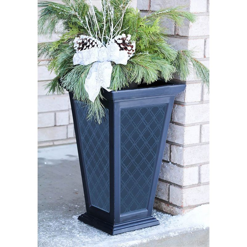 FCMP Outdoor 24" Casablanca Self Watering Freestanding Pedestal Home Planter Set