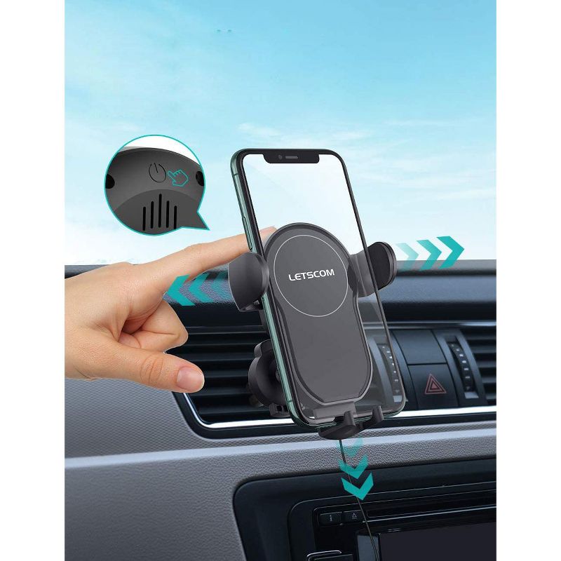 LETSCOM Wireless Car Charger,15W Qi Fast Charging Car Charger Mount Auto-Clamping Air Vent Phone Holder Compatible with iPhone 1212 Pro1111 ProPro MaxXSXRX88+, Samsung etc - One X - Black