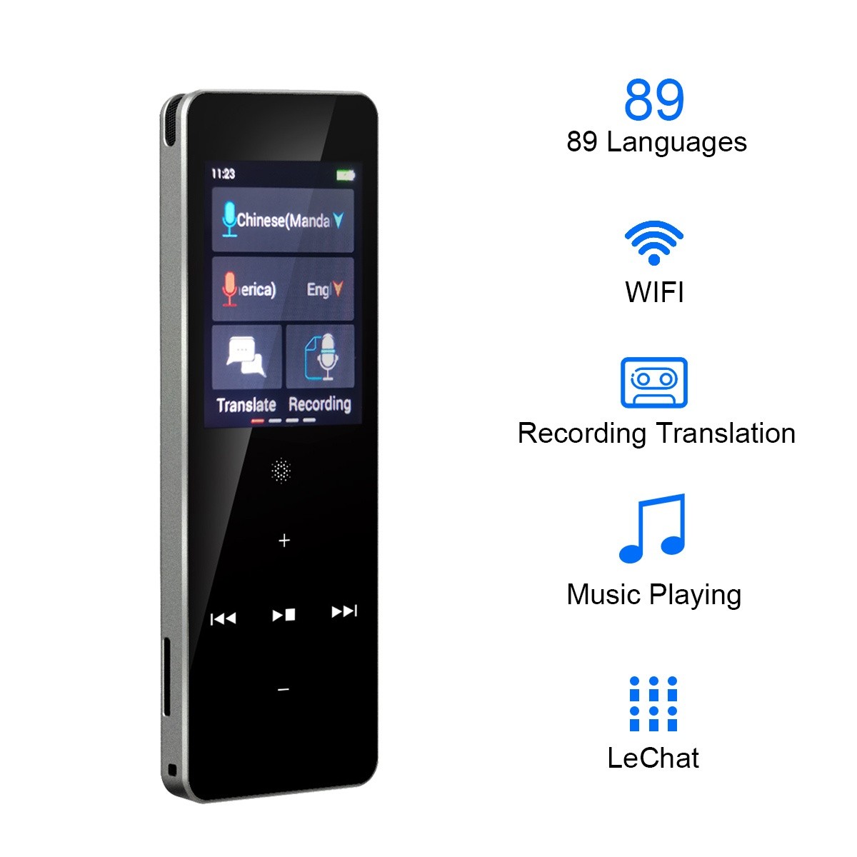 boeleo X1 Smart Voice Recording Translator Device Support 89 Languages Instant Two Way Translation WiFi/Hotspot/Offline/Music Playing/Group Chatting with 2.0 Inch TouchScreen for Learning Travel
