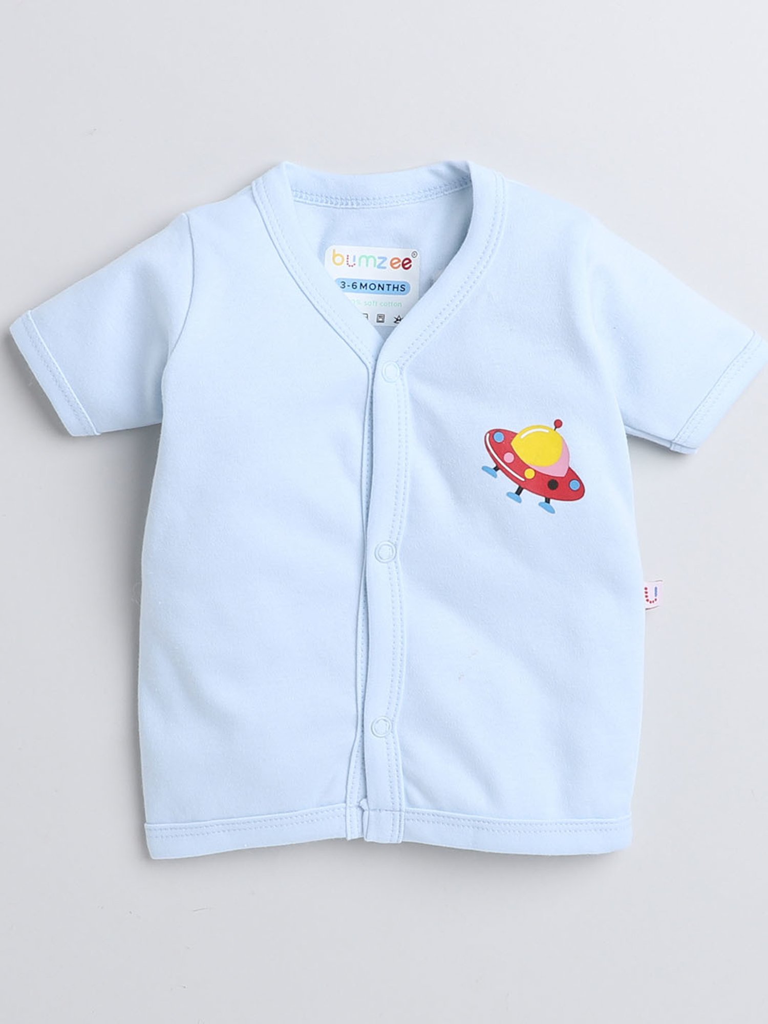 Bumzee Kids Blue & White Printed Jhablas (Pack Of 3)