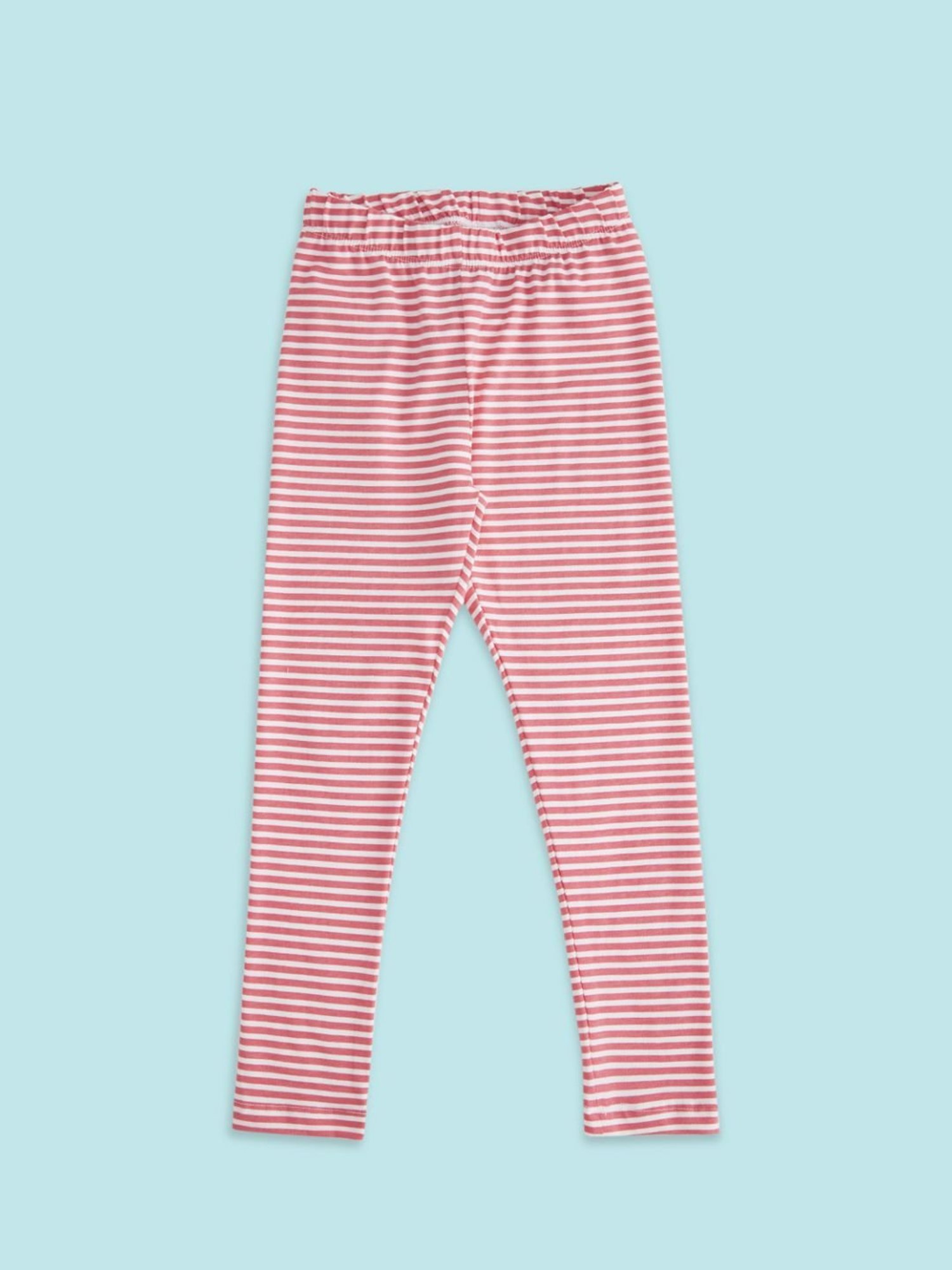 Jockey Kids White & Black Cotton Striped Leggings