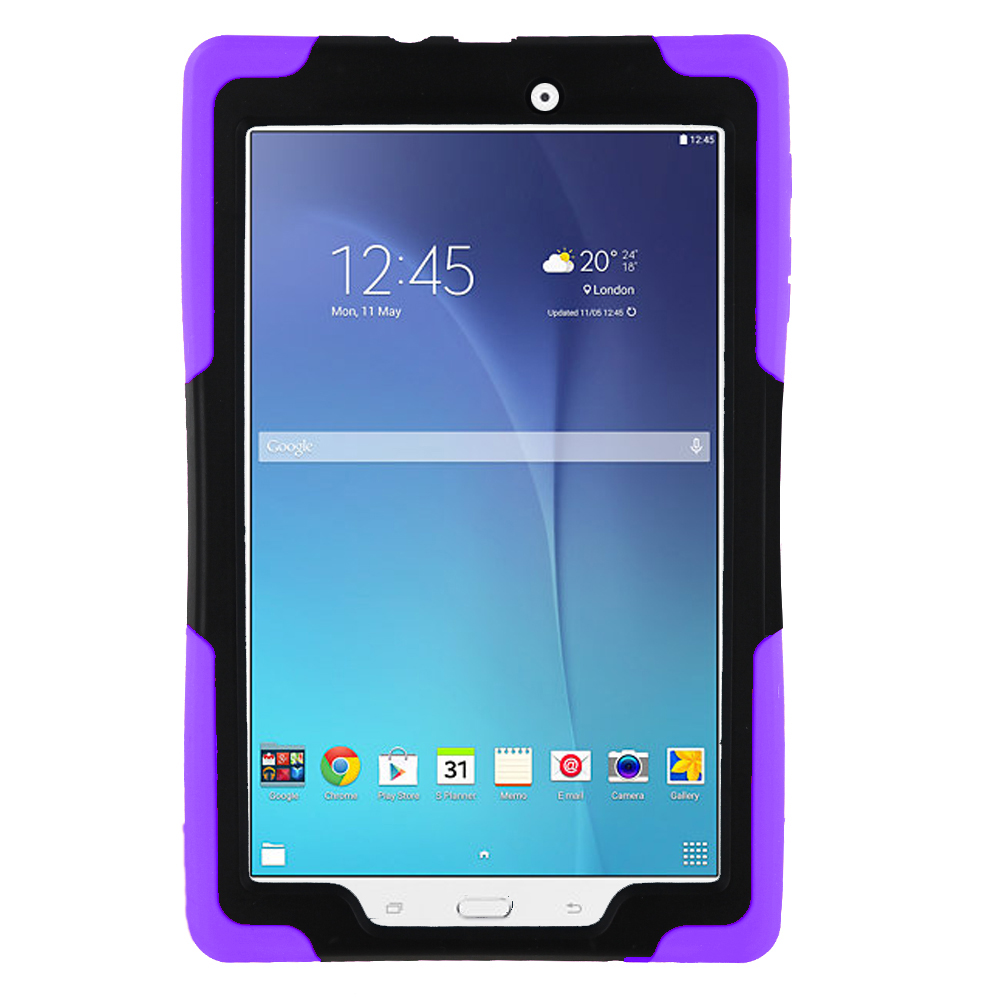 KIQ Heavy Duty Military Armor Case, Tablet Cover, Built-in Kickstand, cut-outs for camera and charging ports For Samsung Galaxy Tab A 8.0 SM-T350 (2015) (Purple)