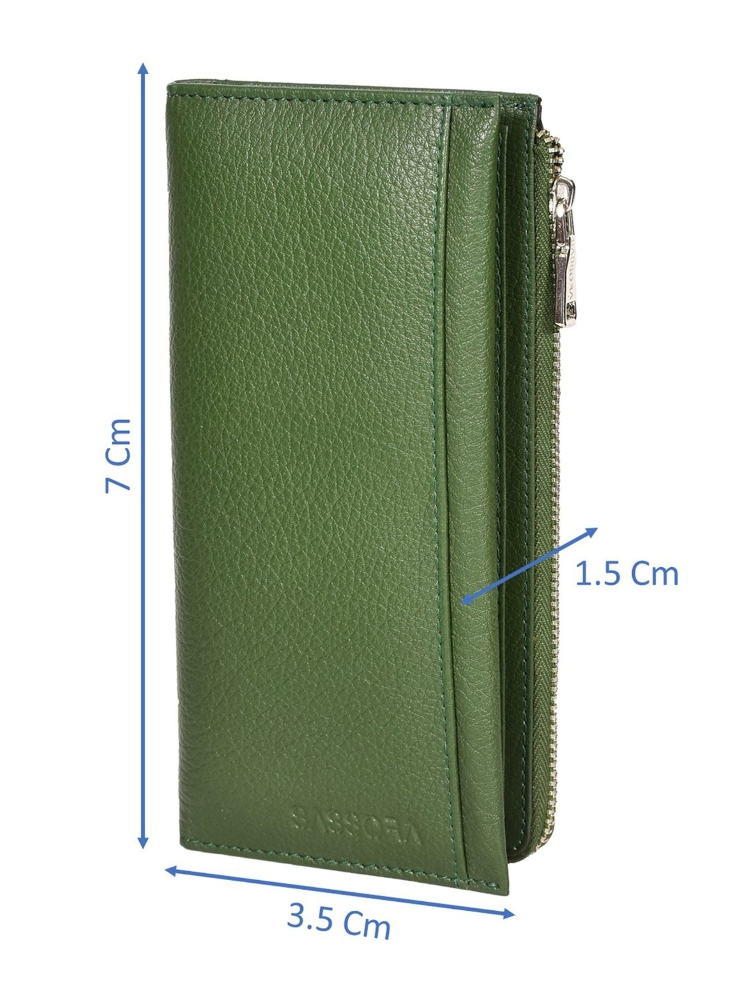 SASSORA EBONY Green Leather Textured Wallet