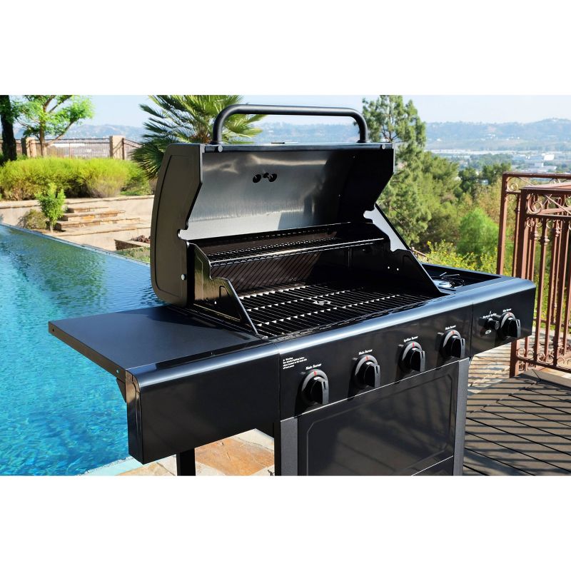 Kenmore 4 Burner Open Cart Grill with Side Burner PG-40406S0L-1 Stainless Steel and Black