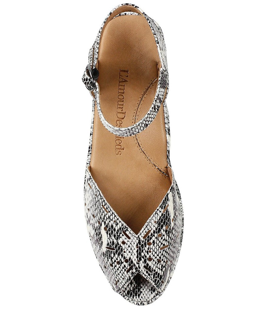 L'Amour Des Pieds Brenn Perforated Snake Print Leather Sandals